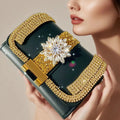Two-Layer Folding Wallet with Coin Purse, European and American Classic Style Rhinestone Wallet, Pure Handmade Luxury Heavy-Duty Rhinestone-Embellished High-End Women's Wallet, Large Capacity Women's Wallet, Sparkling Rhinestone Evening Wallet for Women