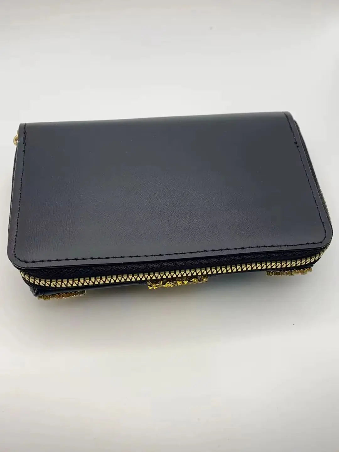Two-Layer Folding Wallet with Coin Purse, European and American Classic Style Rhinestone Wallet, Pure Handmade Luxury Heavy-Duty Rhinestone-Embellished High-End Women's Wallet, Large Capacity Women's Wallet, Sparkling Rhinestone Evening Wallet for Women